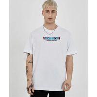 Unisex Bisiklet Yaka Baskılı Oversize T-Shirt - Beyaz