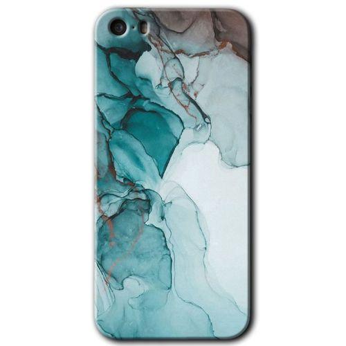 iPhone 5 Kılıf HD Desen Baskılı Arka Kapak - Buzul Mermer + Kırılmaz Cam