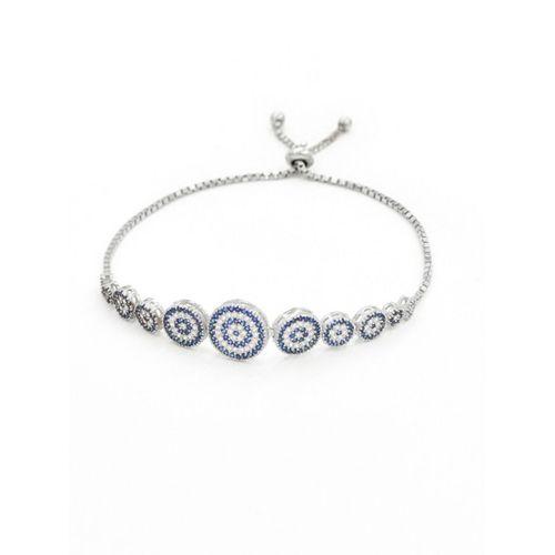 Nazar Boncuklu Asansör Kilitli Kadın Gümüş Bileklik