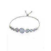 Nazar Boncuklu Asansör Kilitli Kadın Gümüş Bileklik