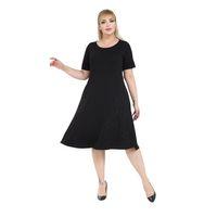 Melsay Butik Siyah Taş Baskılı Çapraz Cepli Kısa Kol Midi Elbise