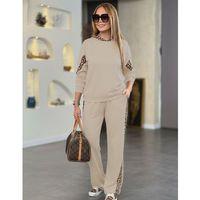 Kadın Uzun Kollu Leopar Detaylı Viskon Iki Iplik Eşofman Takımı