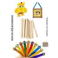 Steril Ahşap Boyanabilir Oyun Çubukları 100 Adet  Pürüzsüz Dokulu  Dayanıklı 9 cm