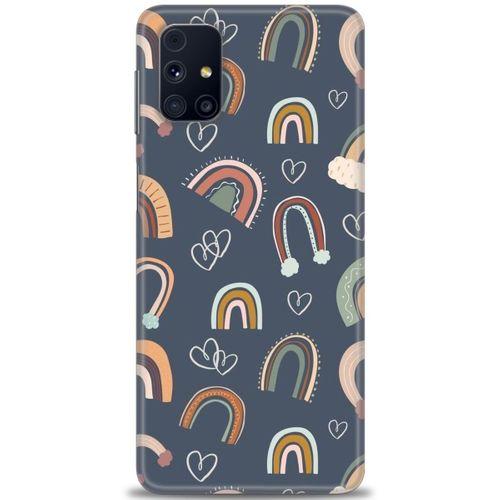 Samsung Galaxy M51 Kılıf HD Baskılı Kılıf - Gökyüzü Kalp + Tam Ekran Koruyucu