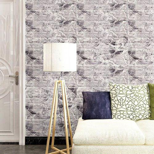 Kendinden Yapışkanlı Çift Renk Alaca Gri Tuğla Esnek Tuğla Sünger Duvar Paneli 70x77 Cm 4 Adet