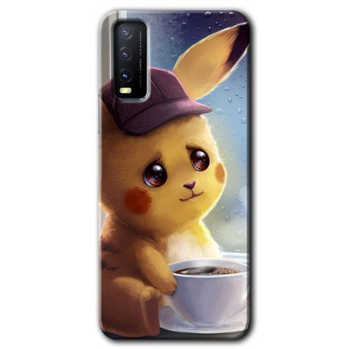 Vivo Y20s HD Baskılı Kılıf + 9D Tam Ekran Koruyucu - Üzgün Pikaçu