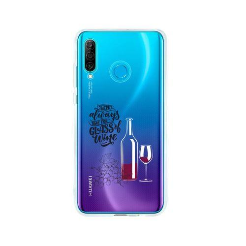 Huawei P30 Lite Wine Tasarımlı Premium Şeffaf Silikon Kılıf