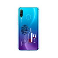 Huawei P30 Lite Wine Tasarımlı Premium Şeffaf Silikon Kılıf