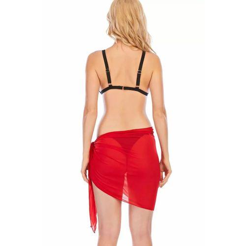 Kadın Kırmızı Transparan Belden Bağlamalı Pareo