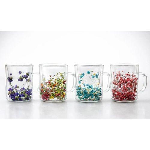 Çift Camlı Çiçekli Kupa Bardak Alk4469