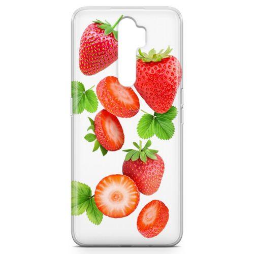 Oppo A5 2020 Kılıf Çilek Reçeli Arka Kapak Koruma Desenli Full Koruyucu
