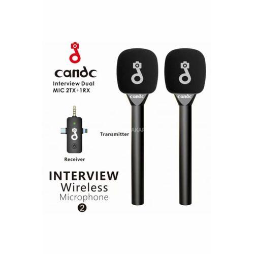 Çift Mikrofonlu Profosyonel Kablosuz Yüksek Kaliteli Ses Kaydı Röportaj Mikrofonu