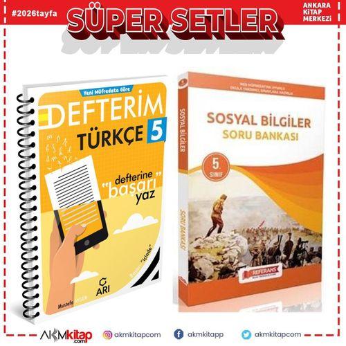 Arı Yayıncılık 5. Sınıf Türkçe Akıllı Defteri ve Referans Sosyal Bilgiler Soru Bankası Seti 2 Kitap