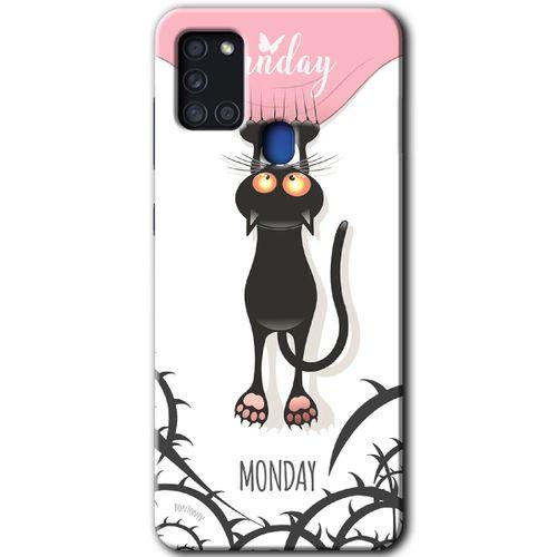 MRCİLETİSİM Samsung Galaxy A21s Kılıf Baskılı Kapak - Dark Sunday +Tam Kaplayan Mat Seramik