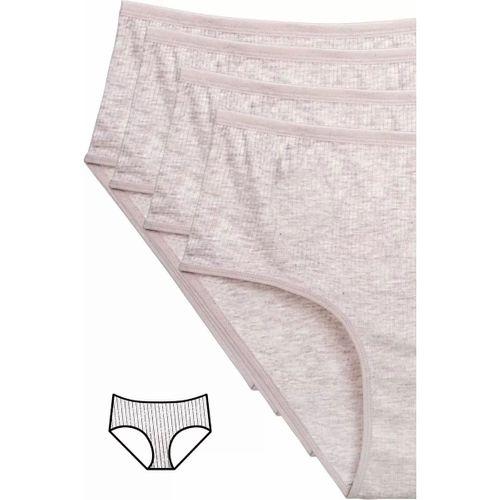 4'lü Yeni Seri Renkli Yüksek Bel Fitilli Ribana Bato Külot Kahve