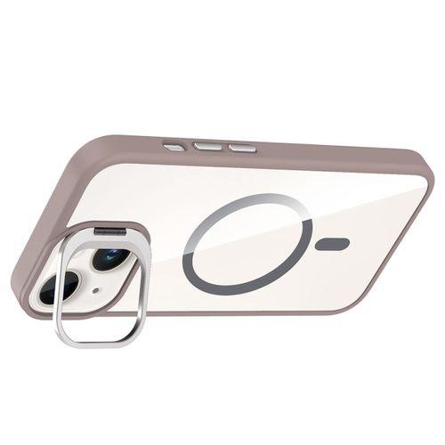 Apple iPhone 13 Kılıf Standlı ve Kamera Lens Hediyeli M-Safe Şarj Özellikli Zore Etro Kapak