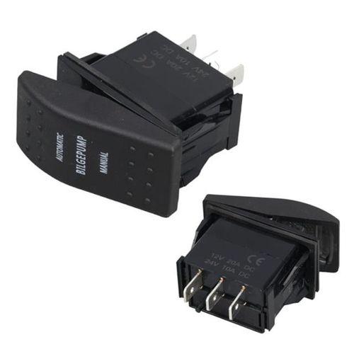 PowerMaster ﻿Sintine Pompa Sembollü Işıksız Yaylı 3 Pinli On-Off 12-24V Marin Switch