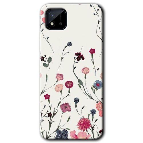 MRCİLETİSİM Realme C11 Kılıf HD Desen Baskılı Arka Kapak + Temperli Cam - Mat Çiçek