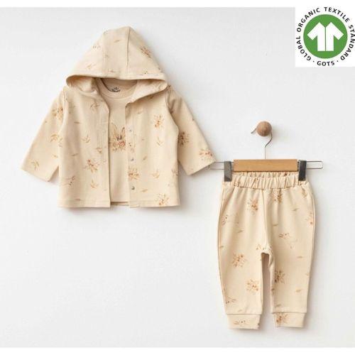 Eslenza Eslenza Baby Organik 3'lü Çizgi Takım 0046 Bej