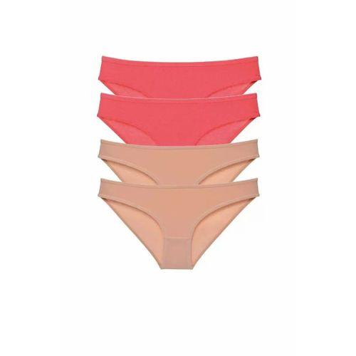 4 adet Süper Eko Set Likralı Kadın Slip Külot Fuşya Ten