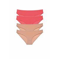 4 adet Süper Eko Set Likralı Kadın Slip Külot Fuşya Ten
