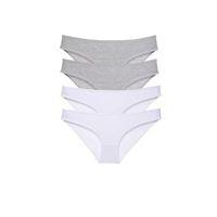 4 Adet Süper Eko Set Likralı Kadın Slip Külot Gri Beyaz