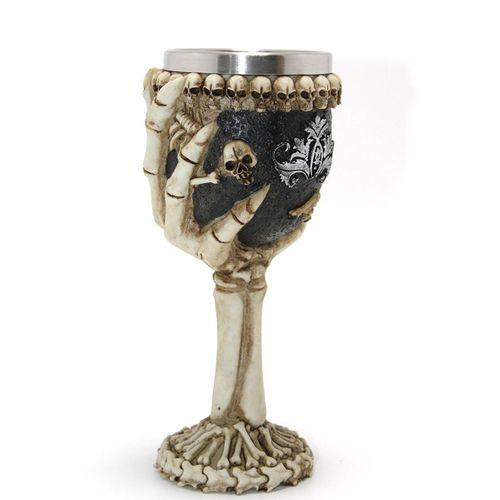 İskelet Eli Tutan 3d Kabartmalı Paslanmaz Çelik Kadeh Bardak