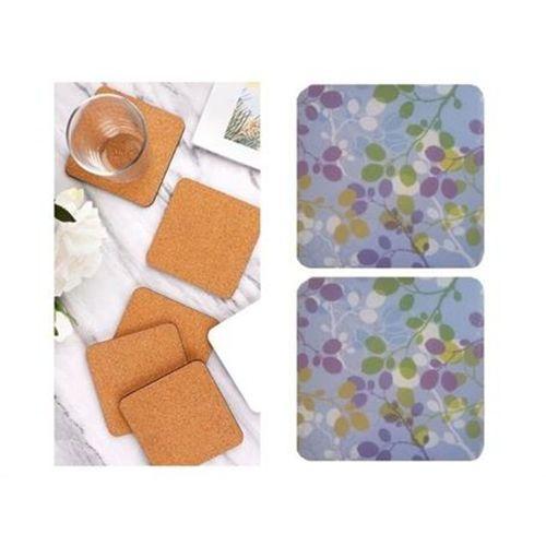 Ahşap Bardak Altlığı 2 Adet Çiçek Desen 10X10Cm