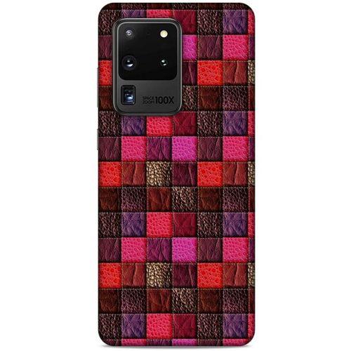 Samsung Galaxy S20 Ultra Kılıf Patchwork (22) Tam Koruma Kılıfı Fuşya Bordo