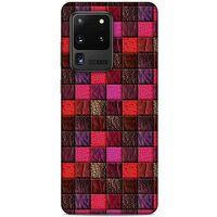 Samsung Galaxy S20 Ultra Kılıf Patchwork (22) Tam Koruma Kılıfı Fuşya Bordo
