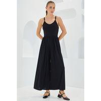 7029 Bol Paça Askılı Tulum - Siyah