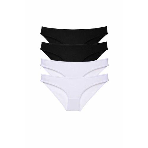 4 adet Eko Set Likralı Kadın Slip Külot Siyah Beyaz