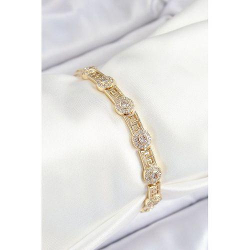 Pirinç Greg Model Zirkon Taşlı Gold Renk VİP Seri Kadın Bileklik