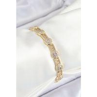 Pirinç Greg Model Zirkon Taşlı Gold Renk VİP Seri Kadın Bileklik