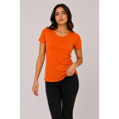 Basic Tişört Bisiklet Yaka Kısa Kol Günlük Yazlık Slim Fit T-Shirt - Turuncu