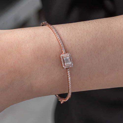 Lucky Life 925 Ayar Gumuss  Rose Baget Taşlı Lucky Life Lucky Life Kadın Bilezik