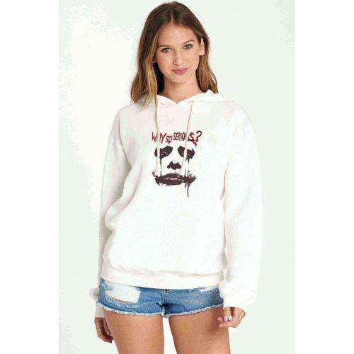JOKER WHY S0 SERIOUS Baskılı Beyaz Kadın Kapşonlu Sweatshirt