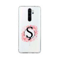 Xiaomi Redmi Note 8 Pro Pembe Çiçek Desen Ş Harfli Şeffaf Kılıf