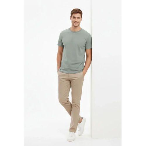 Erkek Bisiklet Yaka Tişört Regular Kalıp Basic Pamuklu Günlük Kullanım T-shirt - Mint Yeşili