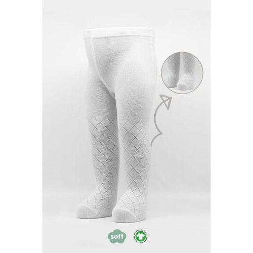 Tekli Ekose Kabartma Penye Külotlu Çorap Beyaz Şık Ve Konforlu Günlük Kullanım