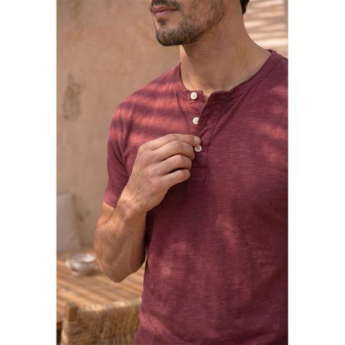 Edgar Regular Fit 3 Düğmeli Pat Flamlı Suprem Kumaş Pis Yaka Erkek T-Shirt - Kırmızı