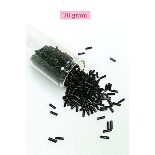 Uzun Boru Kesme Boncuk Çap 2mm Uzunluk 10 mm - 20 Gram - Siyah - BNC241