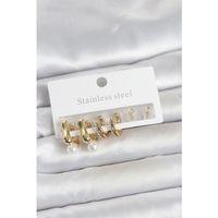 316L Çelik Gold Renk Kadın Küpe Seti