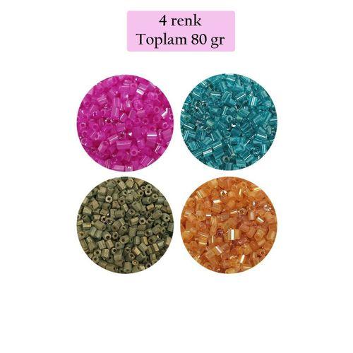 Kesme Cam Boncuk 2mm - 4 Renk - Toplam 80 Gram - BNC438