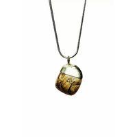 Jasper Doğal Taşı Zincirli El Yapımı Kolye Uç: 2 cm Zincir: 20 cm Kutulu