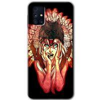 MRCİLETİSİM Samsung Galaxy M31s Kılıf Baskılı Kapak - Kurt Kız +Tam Kaplayan Mat Seramik