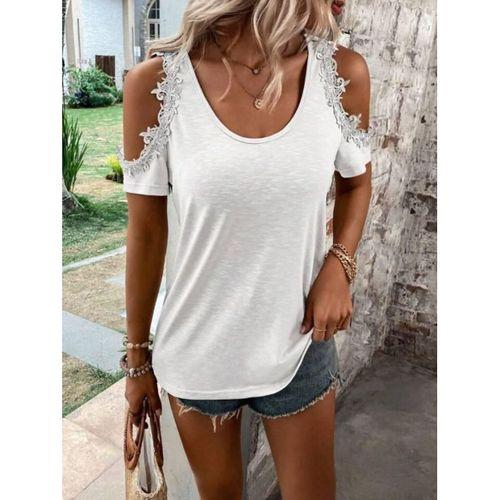 Kadın Omuzlardan Açık Yuvarlak Yakalı Viskon Bluz