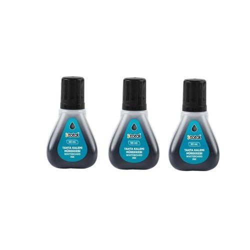 TOTAL TAHTA KALEM MÜREKKEBİ SİYAH (30 ml) ( 3 Adet )