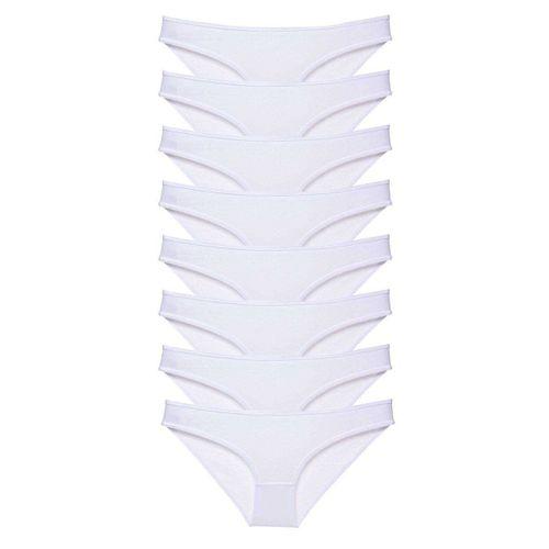 8 adet Süper Eko Set Likralı Kadın Slip Külot Beyaz