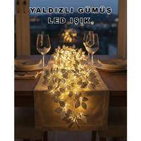 Yaprak Şekilli Gümüş Led Işık Pilli Dekoratif Aydınlatma